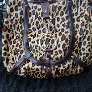 DKNY pony hair leather handbag